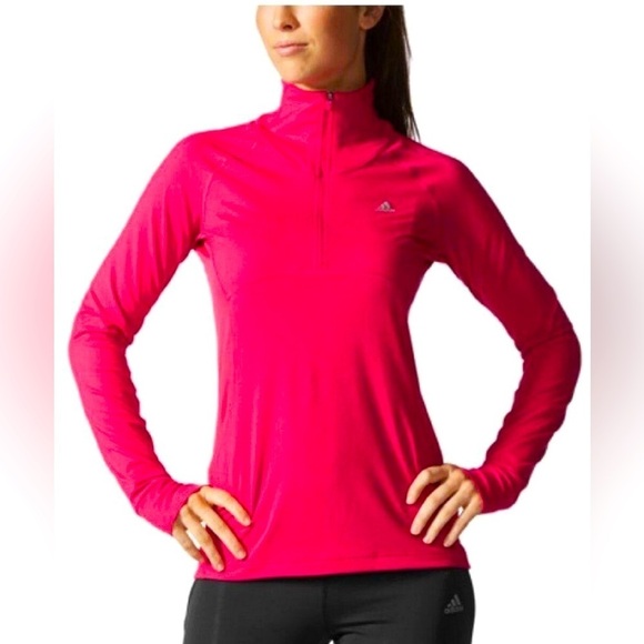 Adidas Climate women’s pullover active wear qtr zip long sleeve top Sz-M. Y13 - Picture 1 of 10